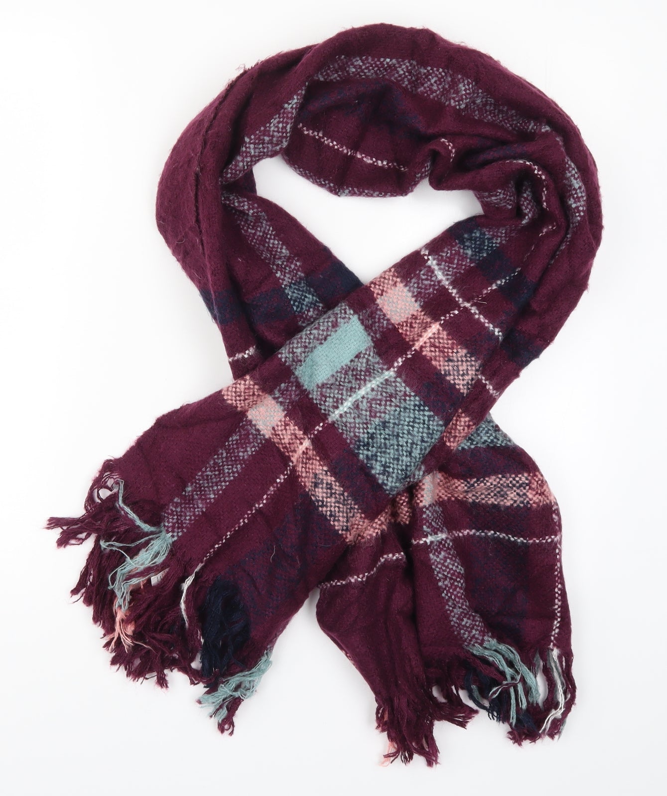 Preworn Womens Purple Check Scarf
