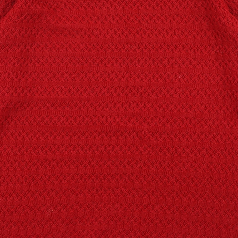 Isle Essentials Womens Red Knit Pullover Jumper Size M