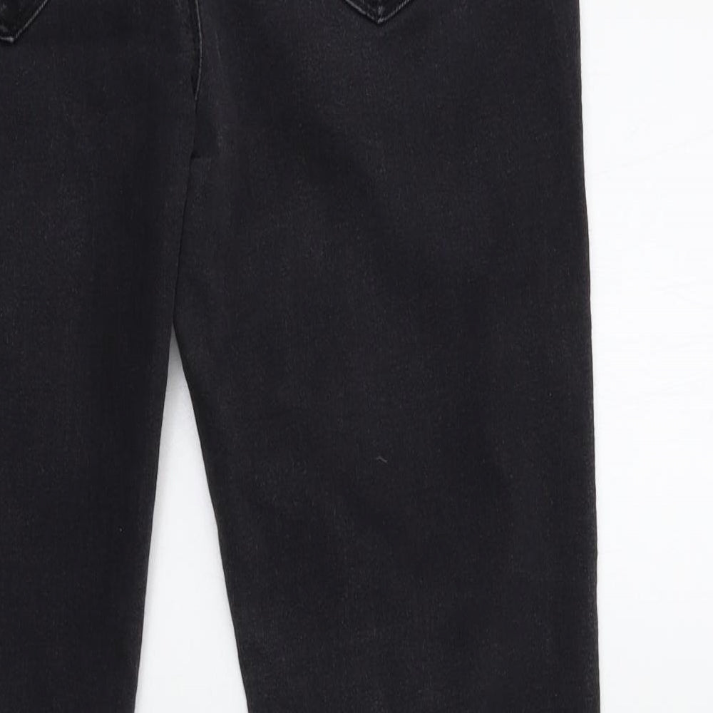Brand and care label for Denim & Co. women’s black denim skinny jeans, size UK 14, 27-inch leg