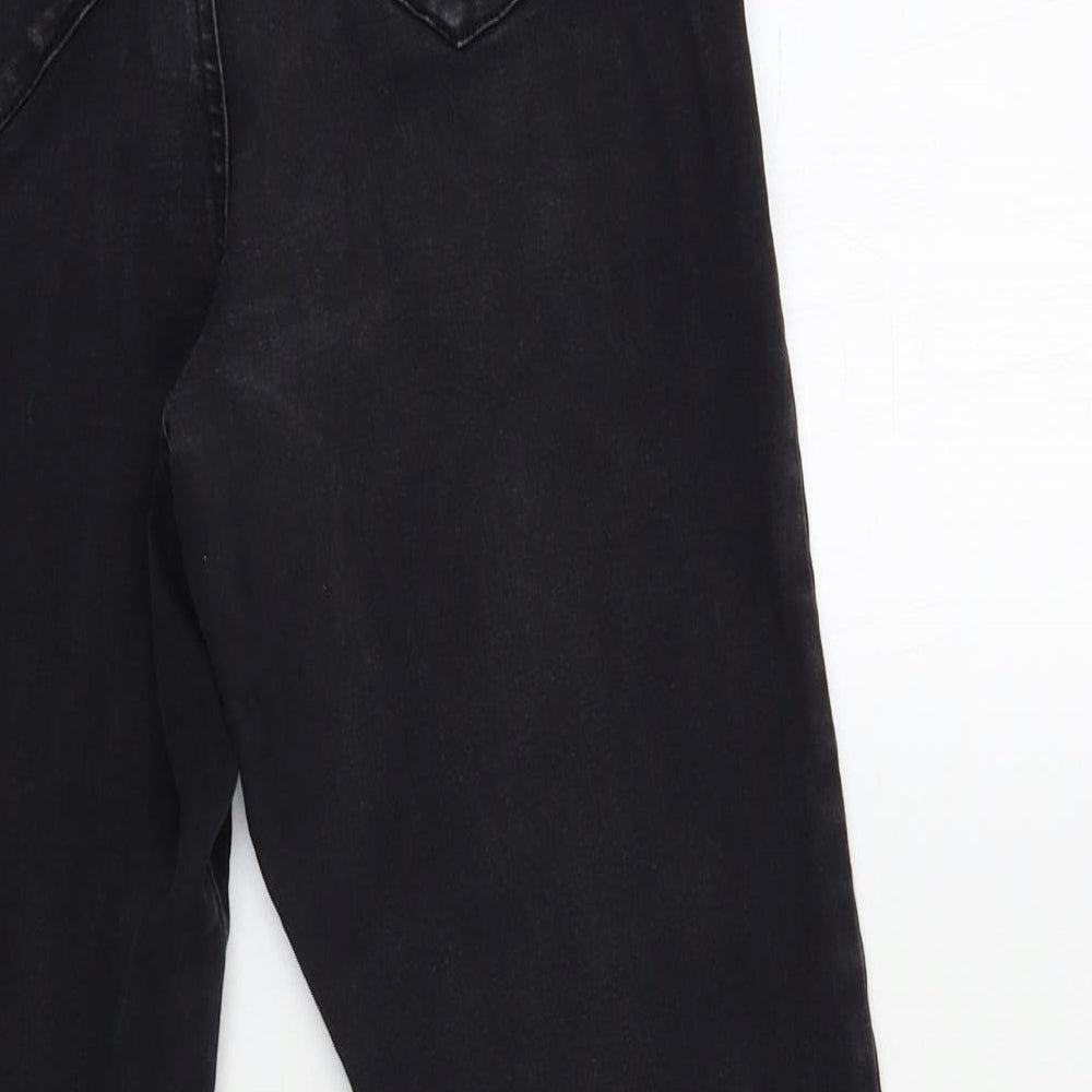 Brand and care label for Denim & Co. women’s black denim skinny jeans, size UK 8, 26-inch leg