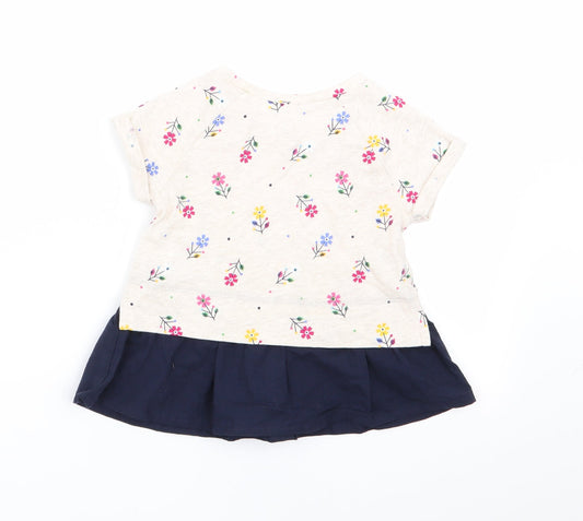 Gap Girls Beige Floral Basic T-Shirt Size 2 Years