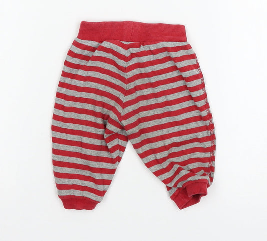 H&M Boys Red Striped Jersey Jogger Trousers Size 3-6 Months