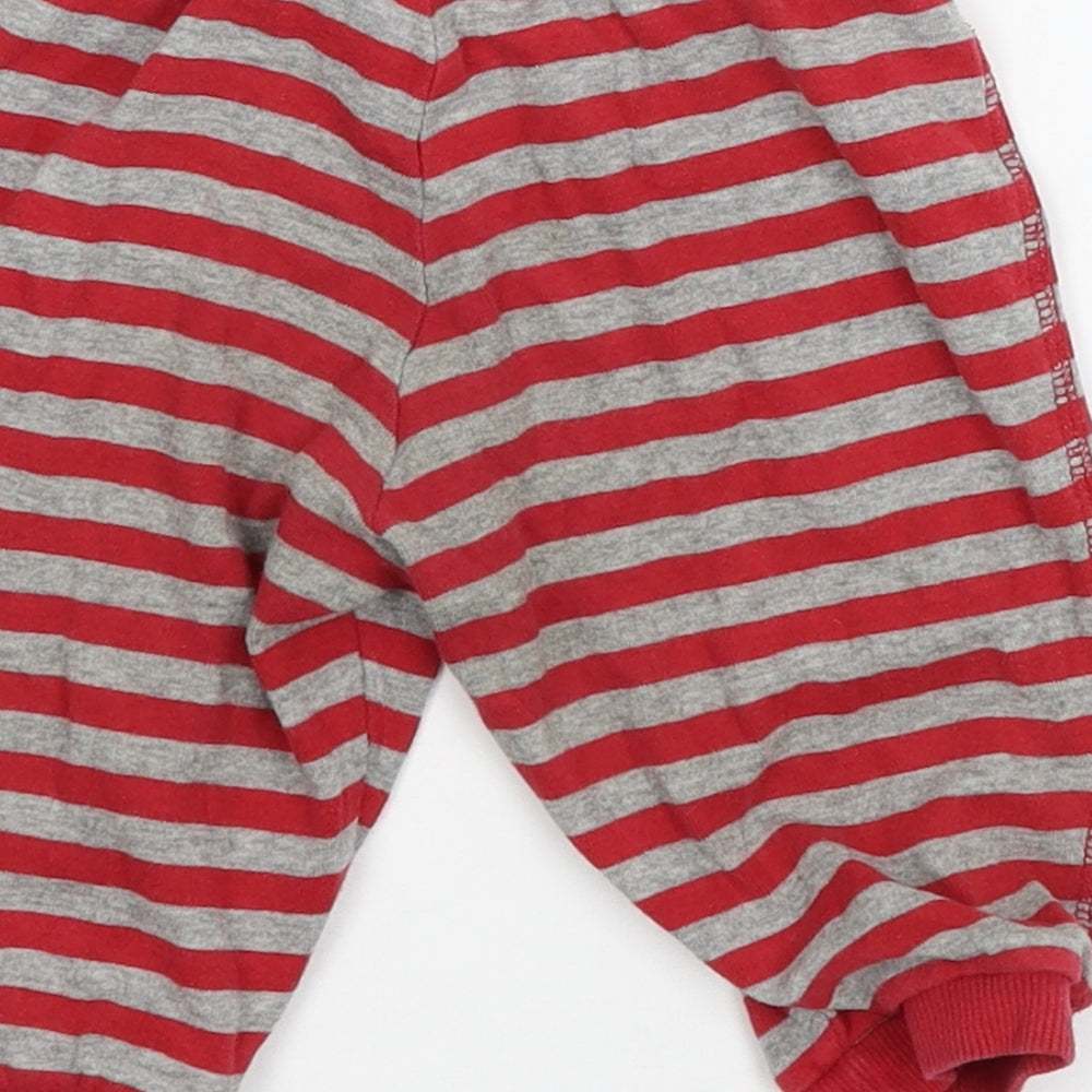 H&M Boys Red Striped Jersey Jogger Trousers Size 3-6 Months