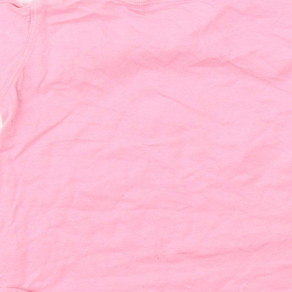 Brand and care label for Next girls’ pink basic t-shirt, size 12-18, months
