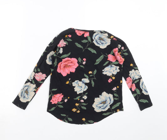 Old Navy Womens Black Floral Basic T-Shirt Size 8