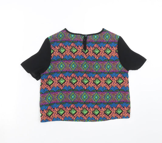Ribbon Womens Multicoloured Geometric Basic Blouse Size 8