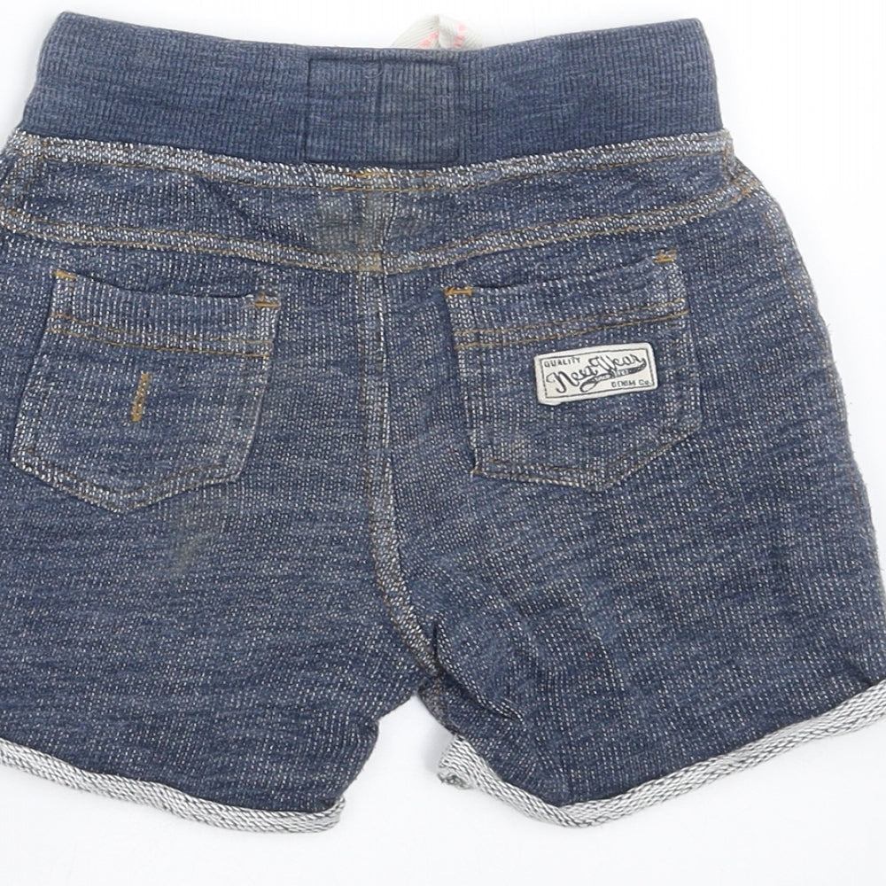 Brand and care label for Next Baby Blue Denim Trousers, size 18-24, Months - shorts