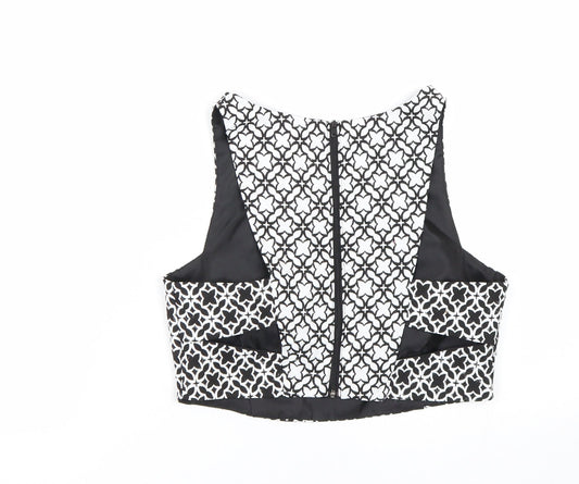 Miss Selfridge Womens Black Argyle/Diamond Cropped Tank Size 6