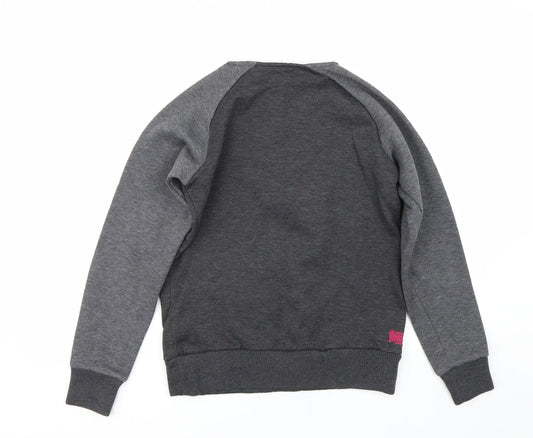 Womens UK M Regular Lonsdale Grey Pullover Sweatshirt