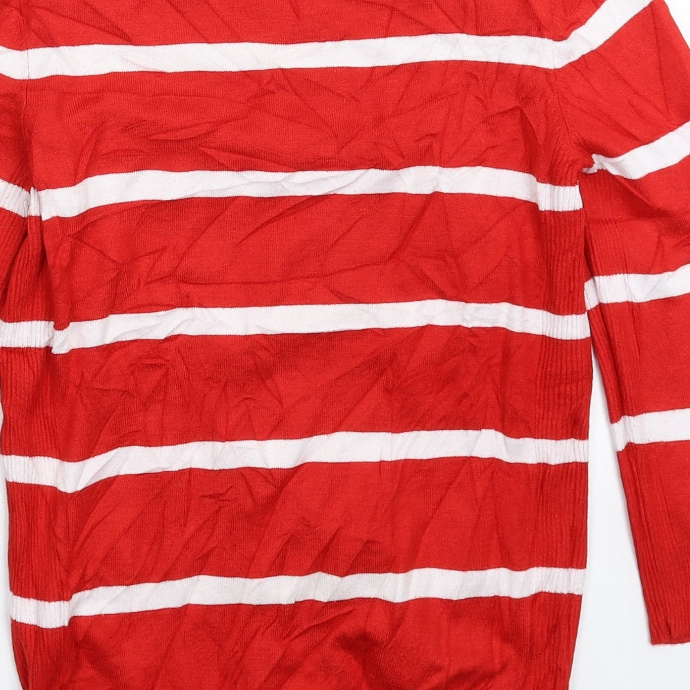 Debenhams Womens Red Striped Knit Pullover Jumper Size 10
