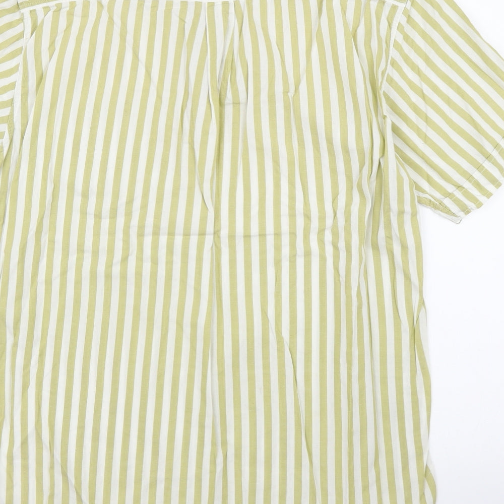 Brand and care label for Stefanel girls’ green striped tunic t-shirt, size L