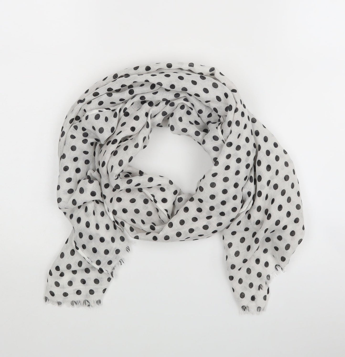 Preworn Womens Silver Polka Dot Scarf