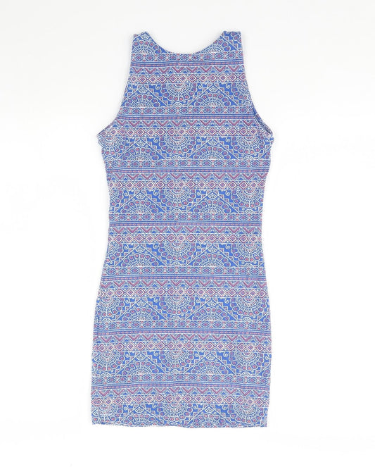 New Look Womens Blue Fair Isle Mini Size 8