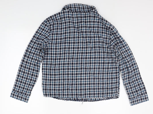 Sleep Well Womens Blue Check Basic Button-Up Size 10