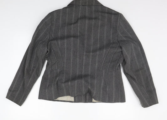 endora Womens Grey Striped Jacket Suit Jacket Size 16