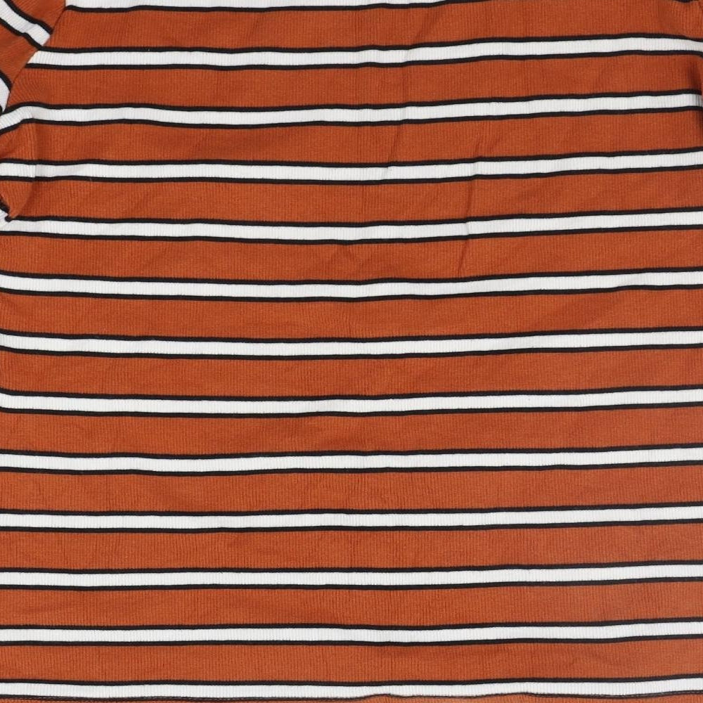 F&F Womens Orange Striped Pullover Jumper Size 16