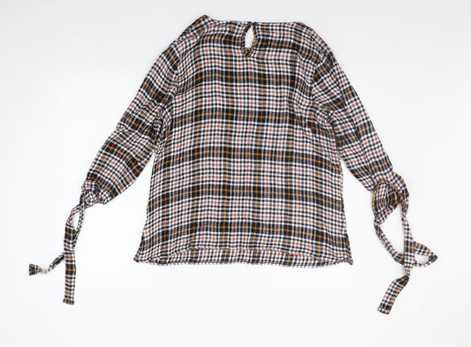 Matalan Womens Yellow Check Basic Blouse Size 16