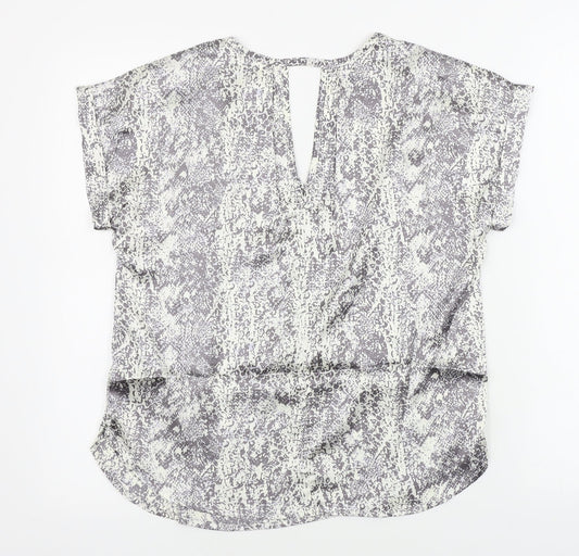 Avon Womens Beige Animal Print Basic Blouse Size 8