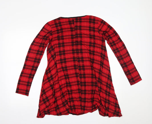 Cherry Couture Womens Red Plaid Basic Blouse Size M