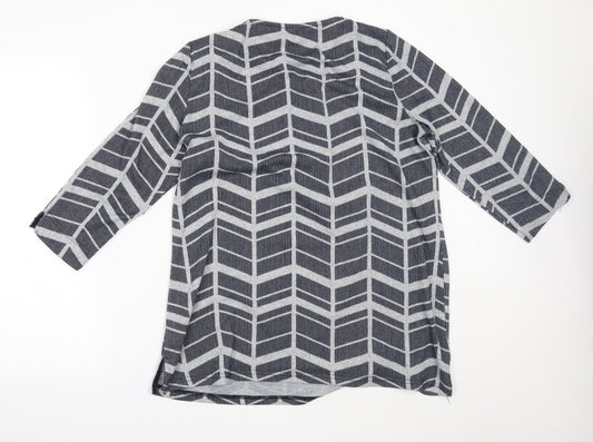 Love Leisure Womens Blue Geometric Basic Blouse Size 16