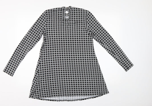 Dorothy Perkins Womens Black Geometric Tunic Blouse Size 10