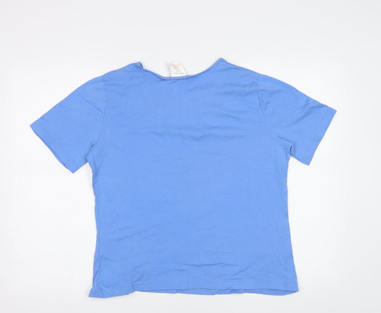 Anne De Lancay Womens Blue Basic T-Shirt Size L