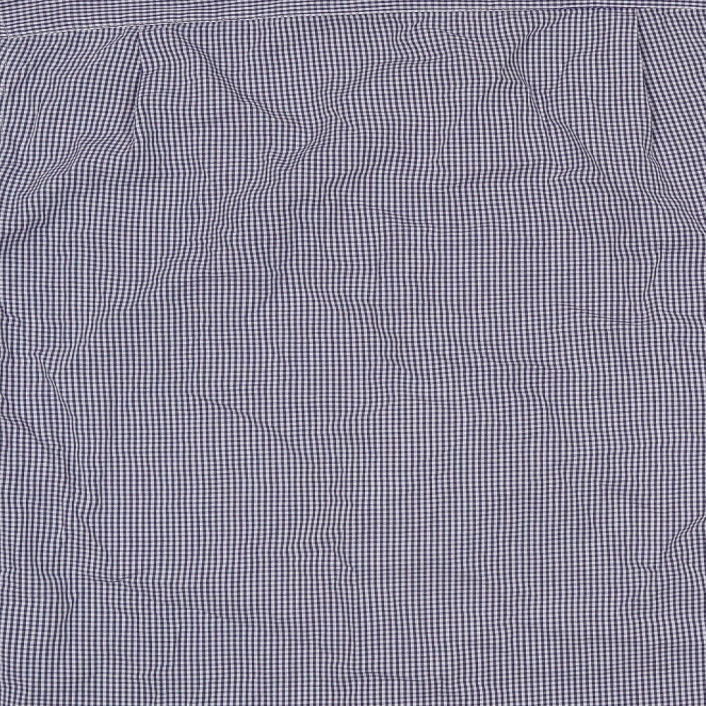 Primark Mens Blue Check Button-Up Size 15.5
