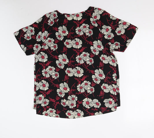 Papaya Womens Black Floral Basic Blouse Size 10