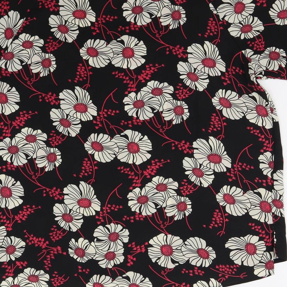 Brand and care label for Papaya women’s black floral basic blouse, size UK 10