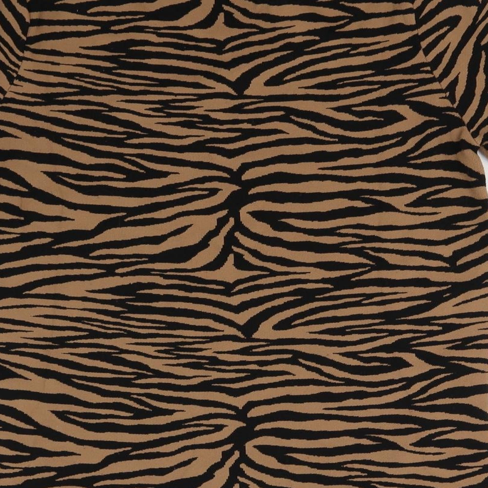 Papaya Womens Brown Animal Print Knit Pullover Jumper Size 10