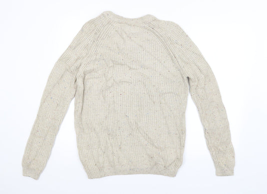 OSLO Mens Beige Striped Pullover Jumper Size M