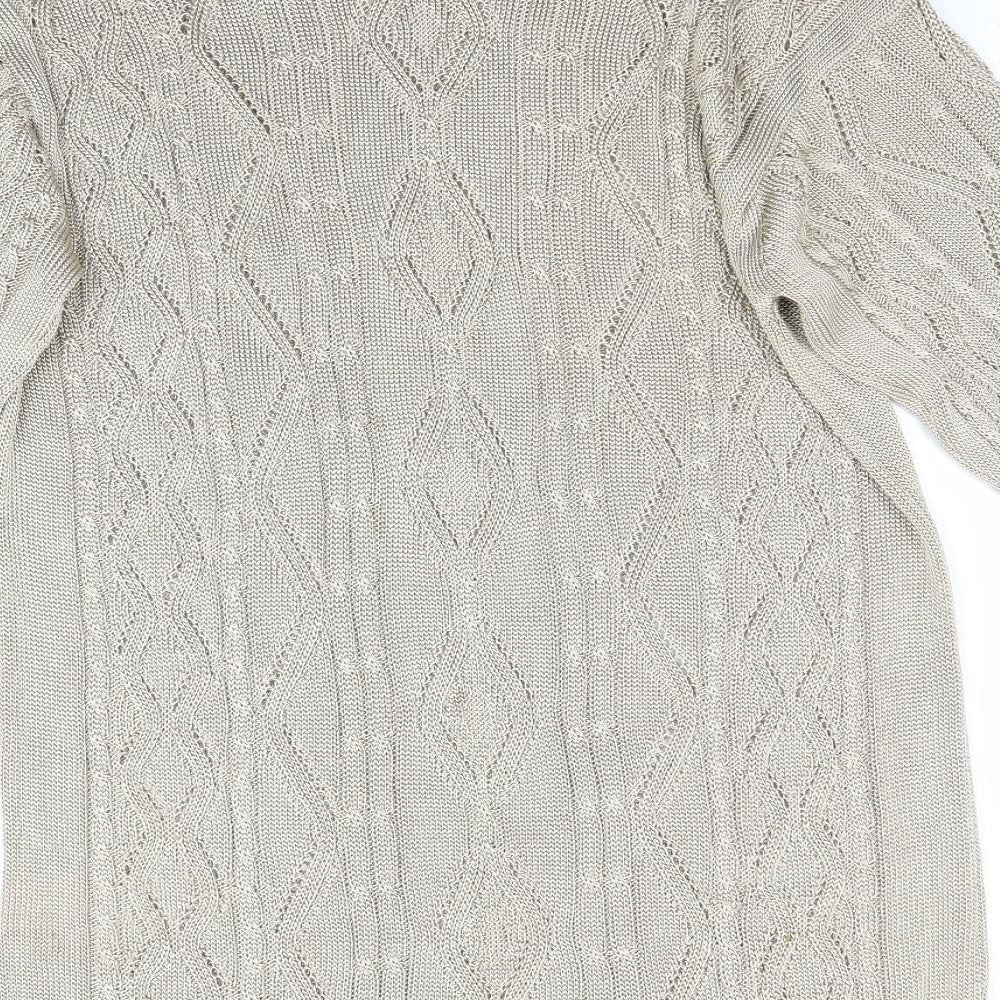 Oui Womens Beige Knit Pullover Jumper Size S