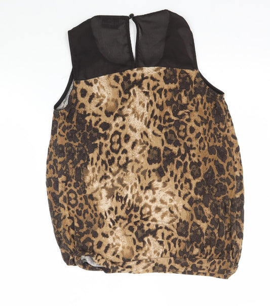 NEXT Womens Brown Animal Print Basic Blouse Size 8