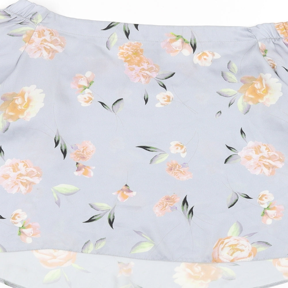 New Look Womens Blue Floral Basic Blouse Size 8
