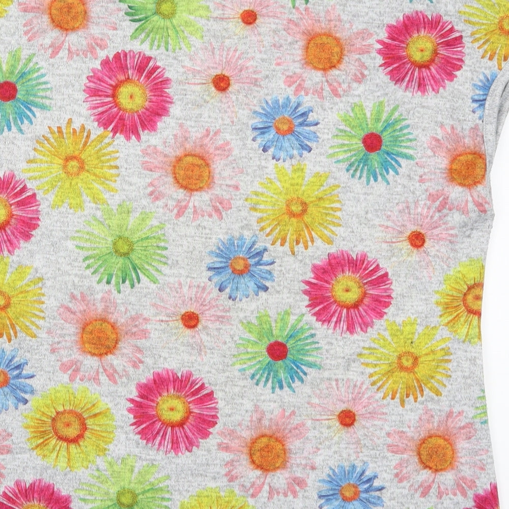 Brand and care label for Alexara women’s multicoloured floral basic t-shirt, size M