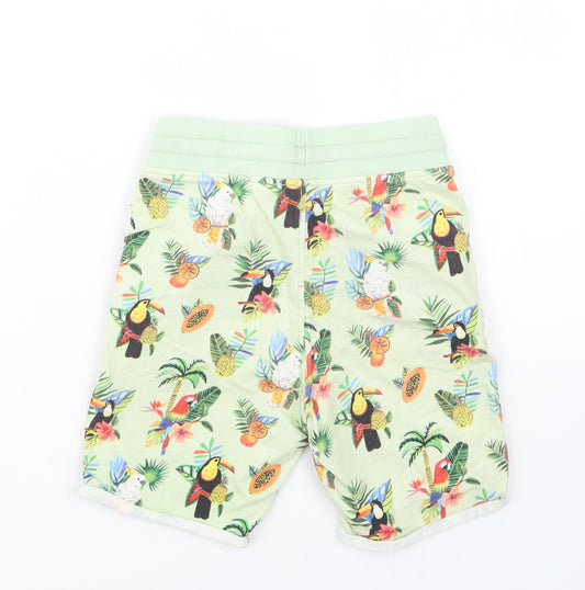 H&M Boys Green Geometric Sweat Shorts Size 7 Years