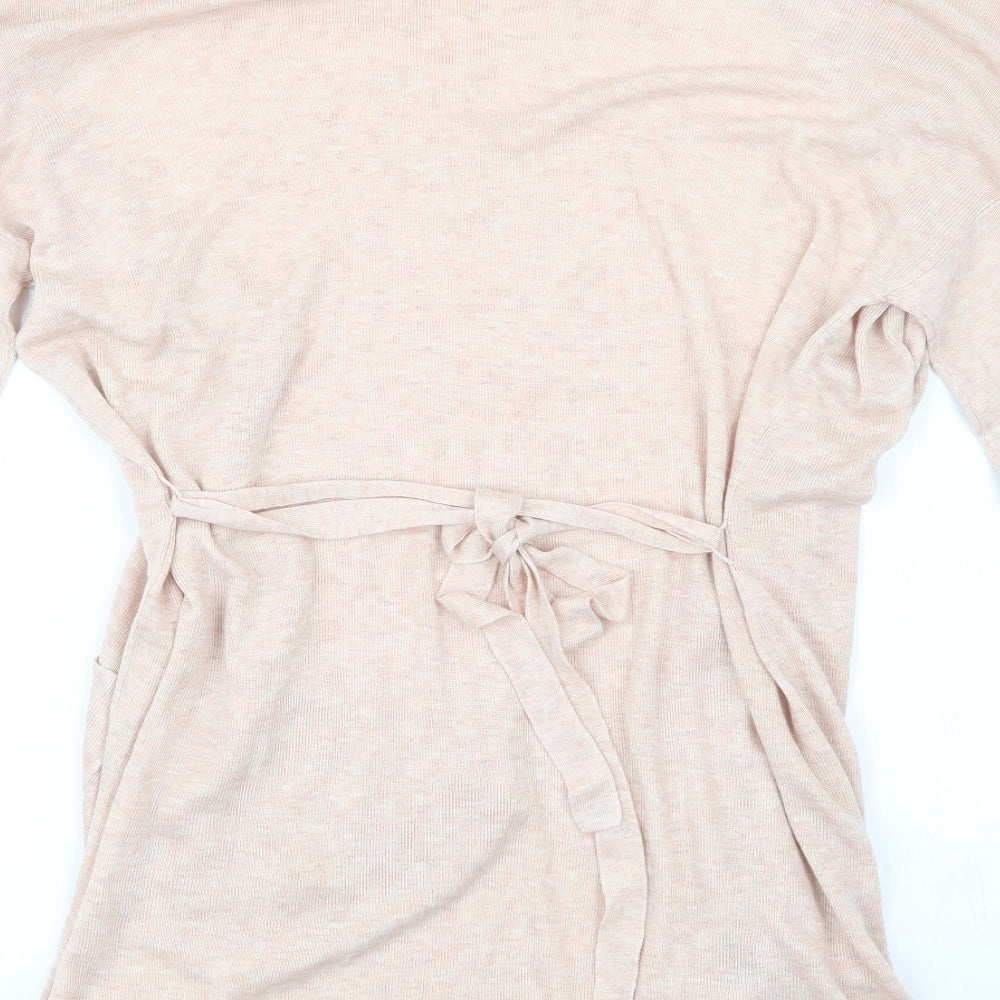 Brand and care label for C&A women’s pink knit cardigan jumper, size M