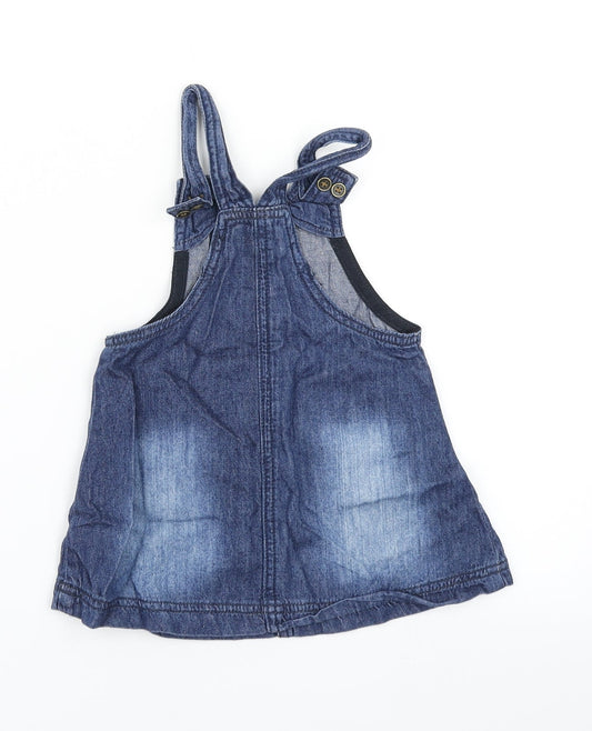 NXT Girls Blue Denim Pinafore/Dungaree Dress Size 9-12 Months