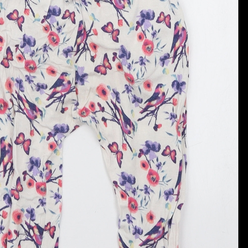 dymples Girls White Floral Jogger Trousers Size 12 Months