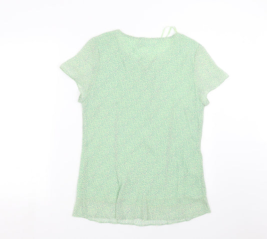AMARANTO Womens Green Geometric Basic Blouse Size 16