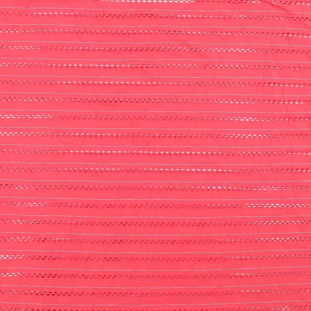 Evie Womens Pink Striped Basic T-Shirt Size 14 - cut out pattern
