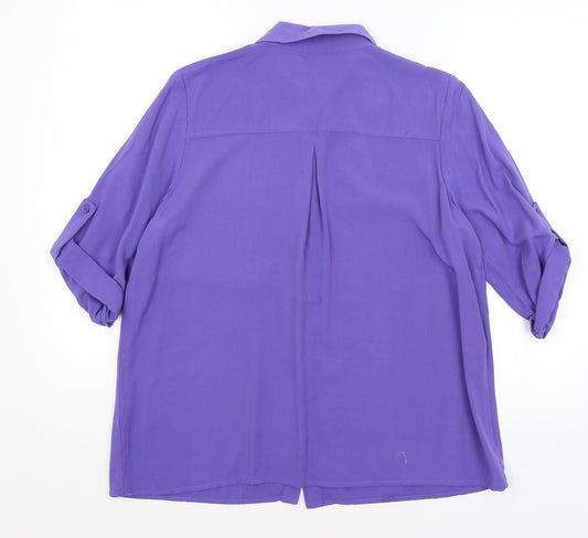 Trevi Womens Purple Basic Button-Up Size 12