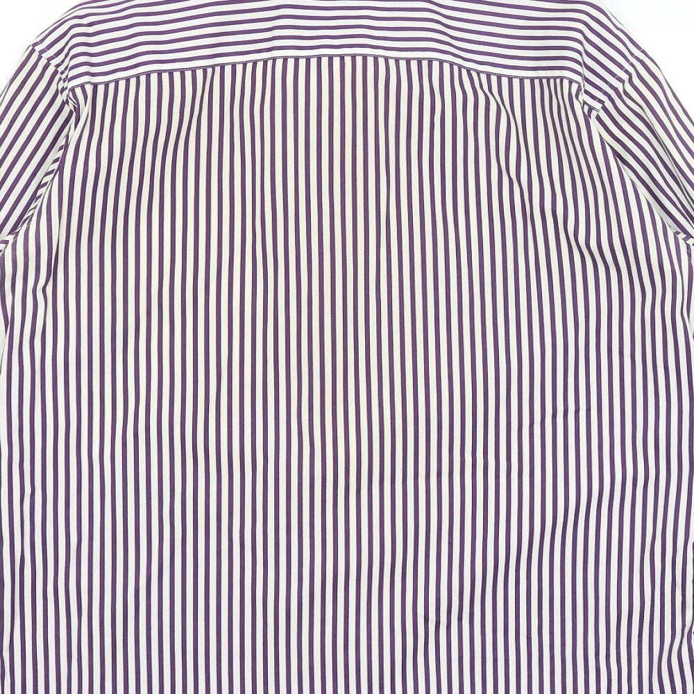 Autograph Mens White Striped Button-Up Size M