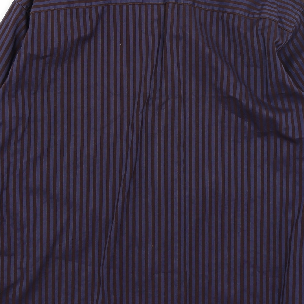 Autograph Mens Blue Striped Button-Up Size M