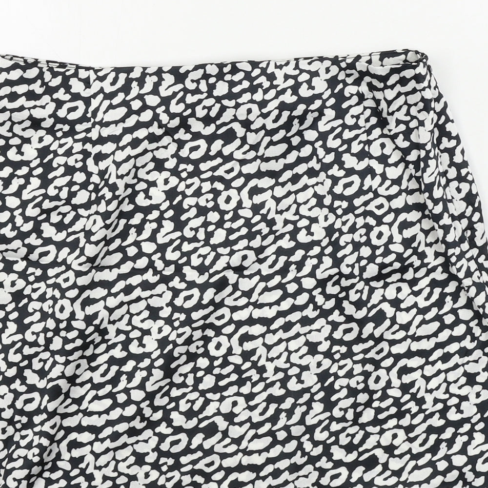 SheIn Womens White Animal Print A-Line Skirt Size M