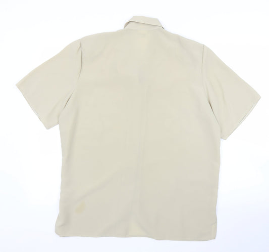Preworn Womens Beige Floral Basic Blouse Size 16
