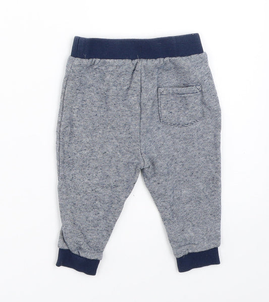F&F Boys Blue Striped Jogger Trousers Size 6-9 Months