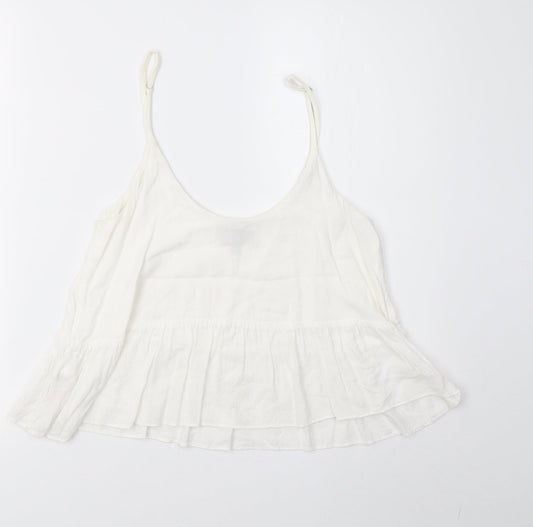 Topshop Womens White Cropped T-Shirt Size 6
