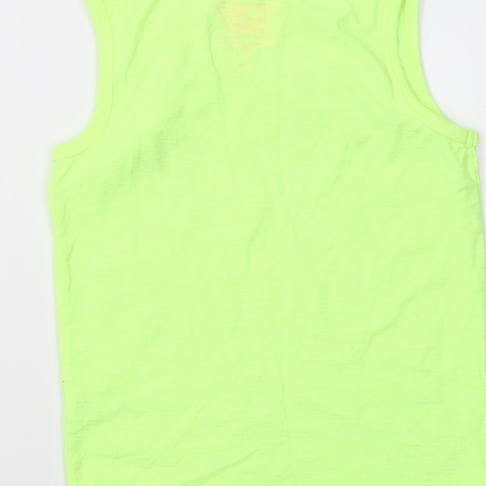Brand and care label for Matalan girls’ green basic t-shirt, size 7, years