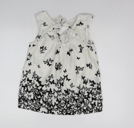 DROTHY PERKINS Womens White Geometric Basic Blouse Size 12